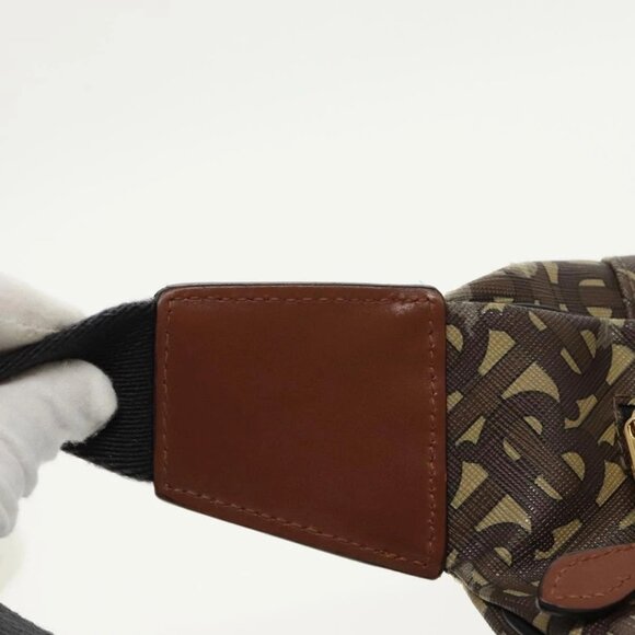 BURBERRY Body Bag PVC Leather Brown Gold Auth - Picture 12 of 16